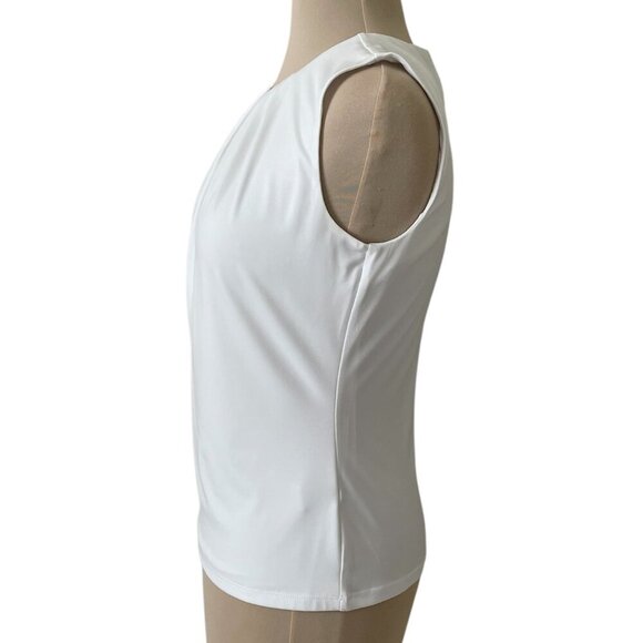 Calvin Klein Women's Pleat Neck Sleeveless Top White, Size 2 - Picture 4 of 8